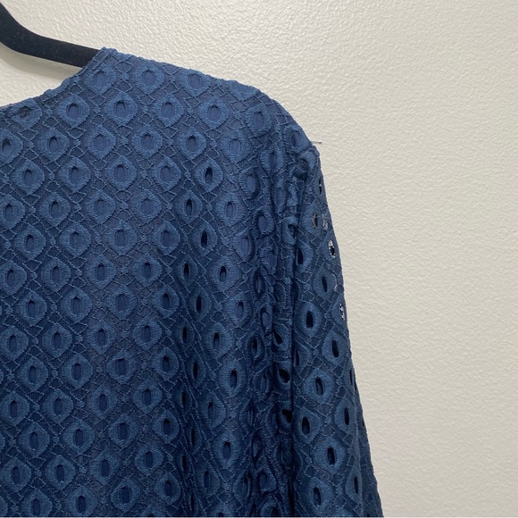 Ruby Rd. Blue Eyelet Overlay Blouse - Picture 9 of 10